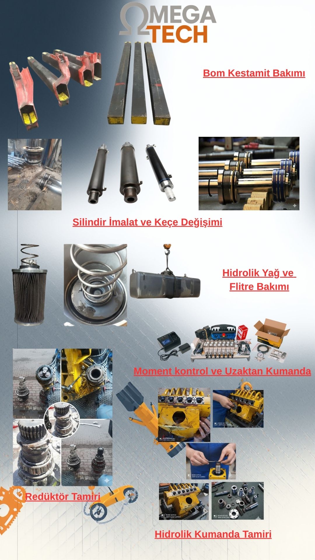 Omega Tech vinç bakım ve hidrolik onarım hizmetleri